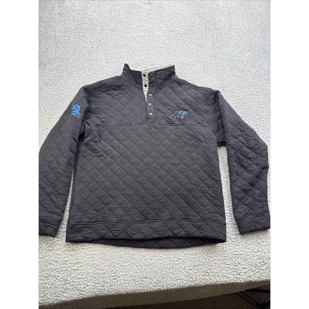 NFL Carolina Panthers Pullover Womens Medium Black Quilted PSL Owner Snap Zip